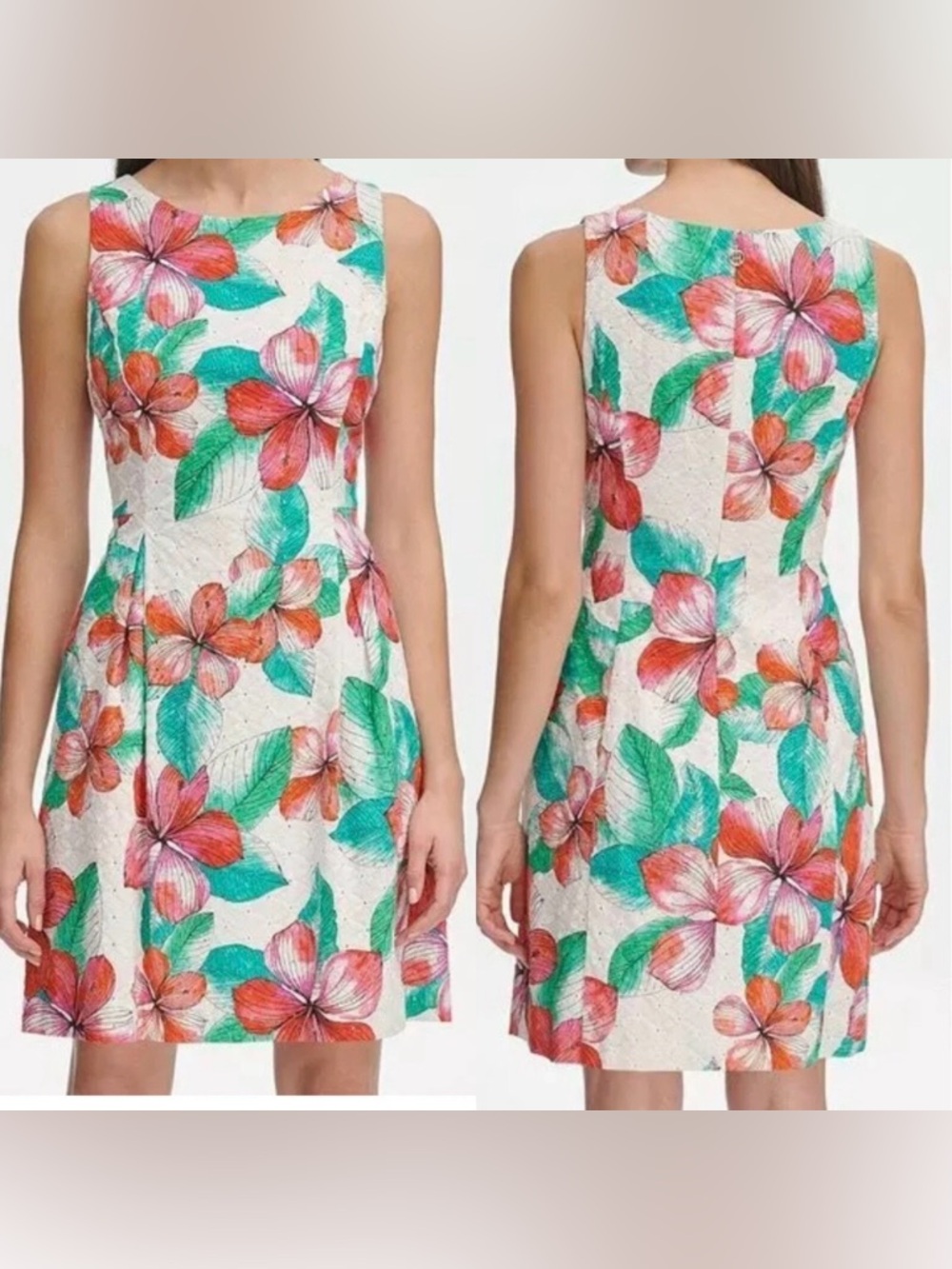 Tommy Hilfiger Floral Sheath Dress Pink Green Preppy Classic Size 12